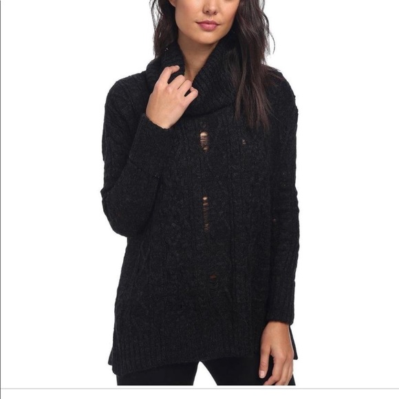 Free People Sweaters - Free People Complex Cable Sweater Black